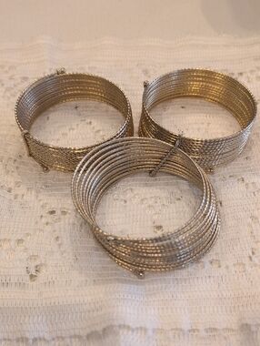 Vintage Gold Tone Multi-Strand Slinky Coil Bracelets - Set of 3